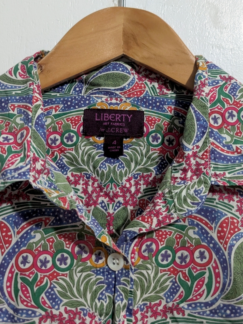 J. Crew Liberty Arts popover Meg's garden floral pullover button up blouse shirt - Picture 2 of 5
